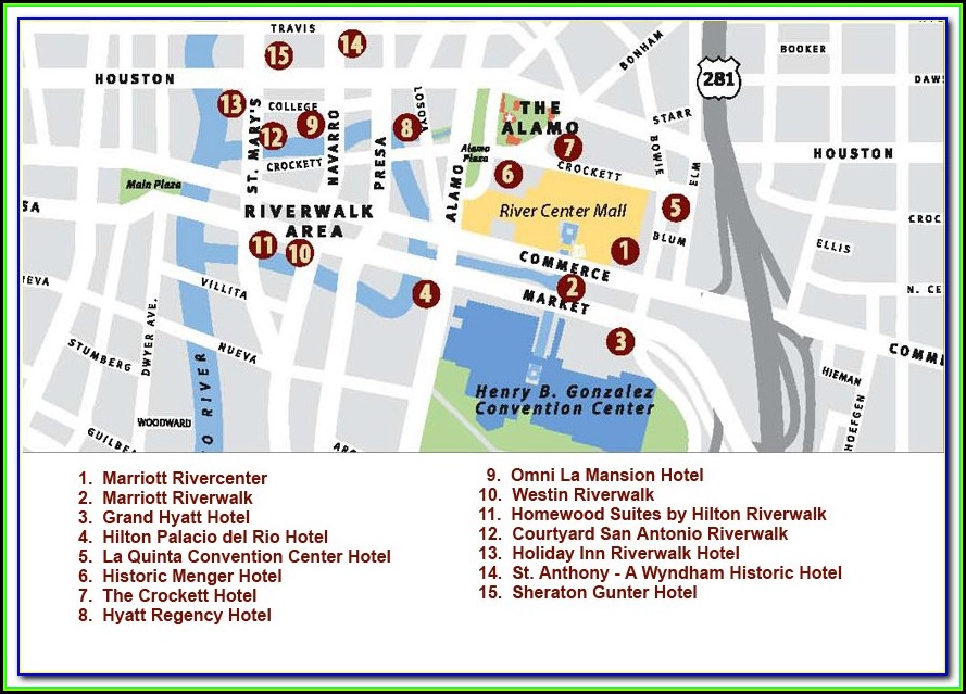 Map Of Riverwalk Hotels