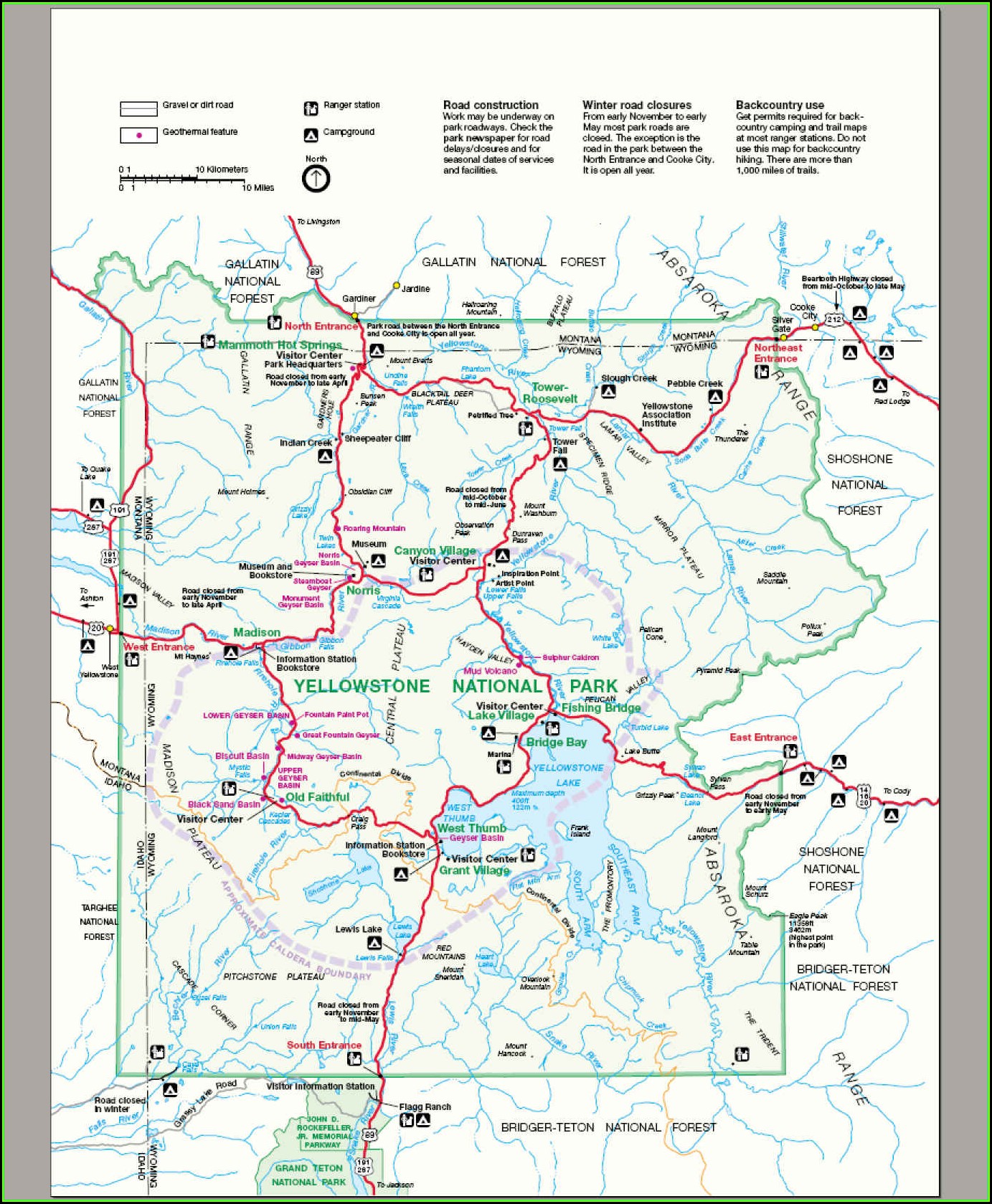 Map Of Yellowstone National Park Attractions
