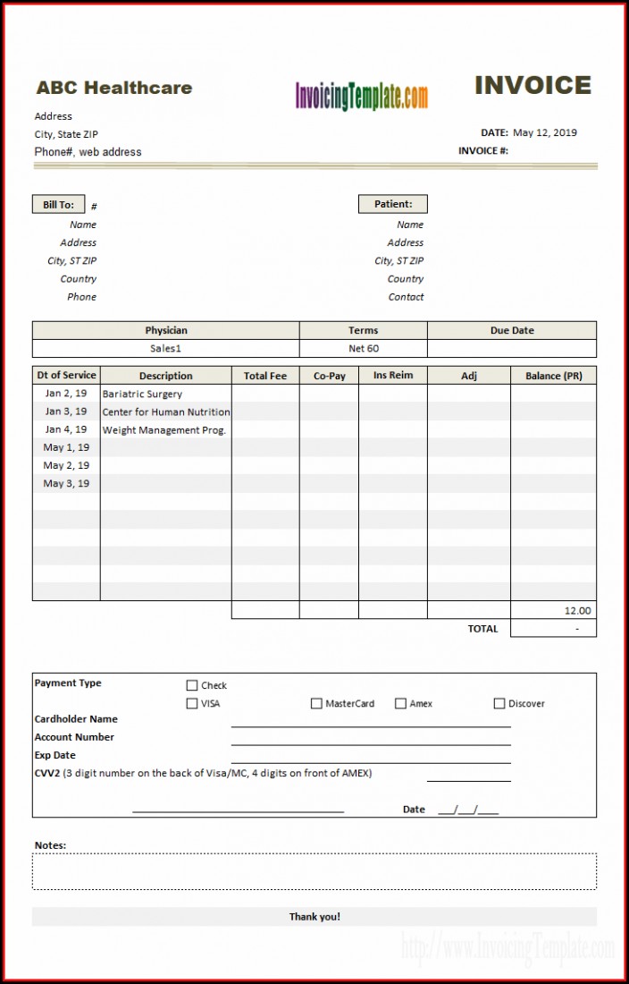 Medical Invoice Example