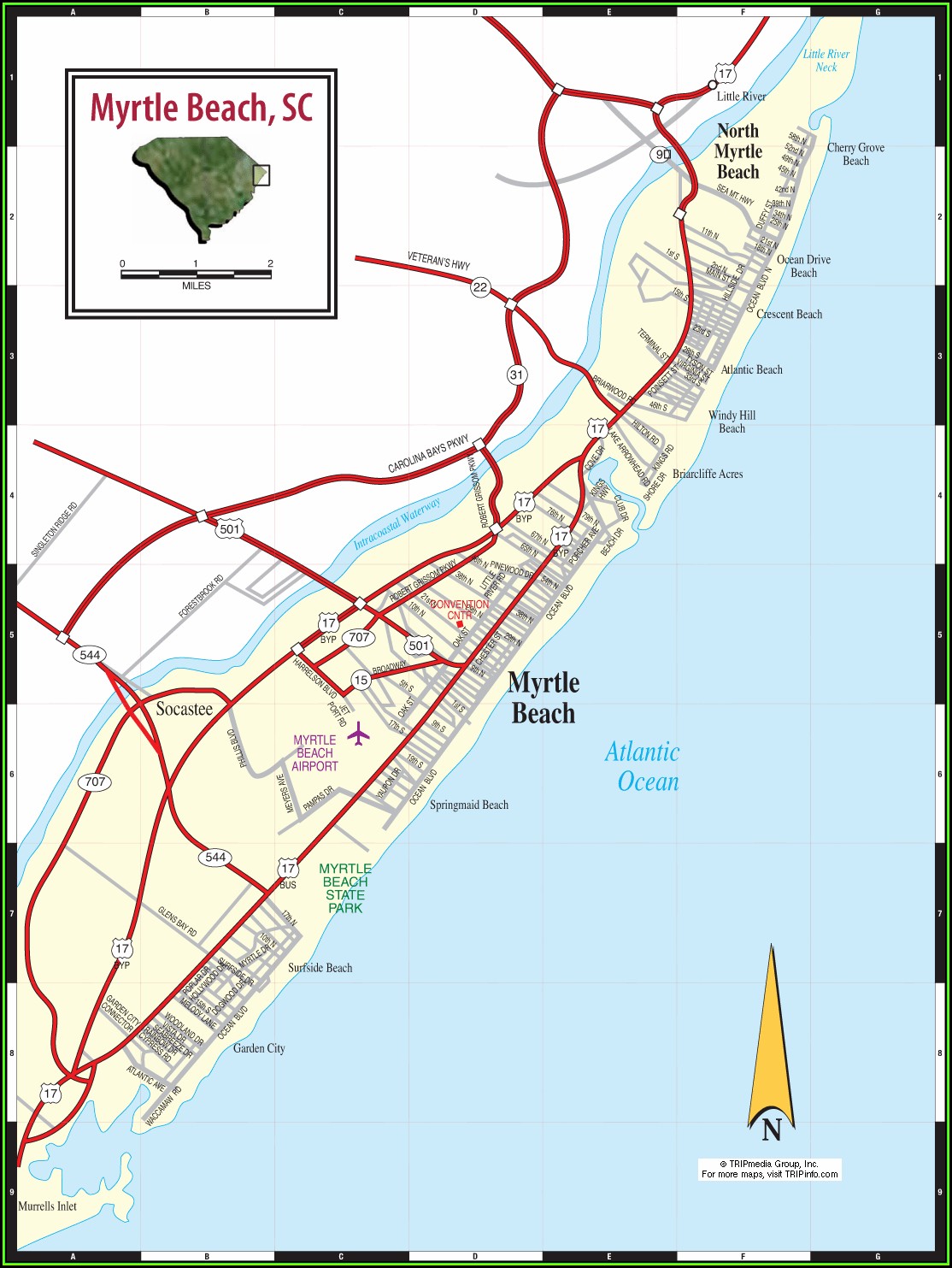Myrtle Beach Tourist Attractions Map