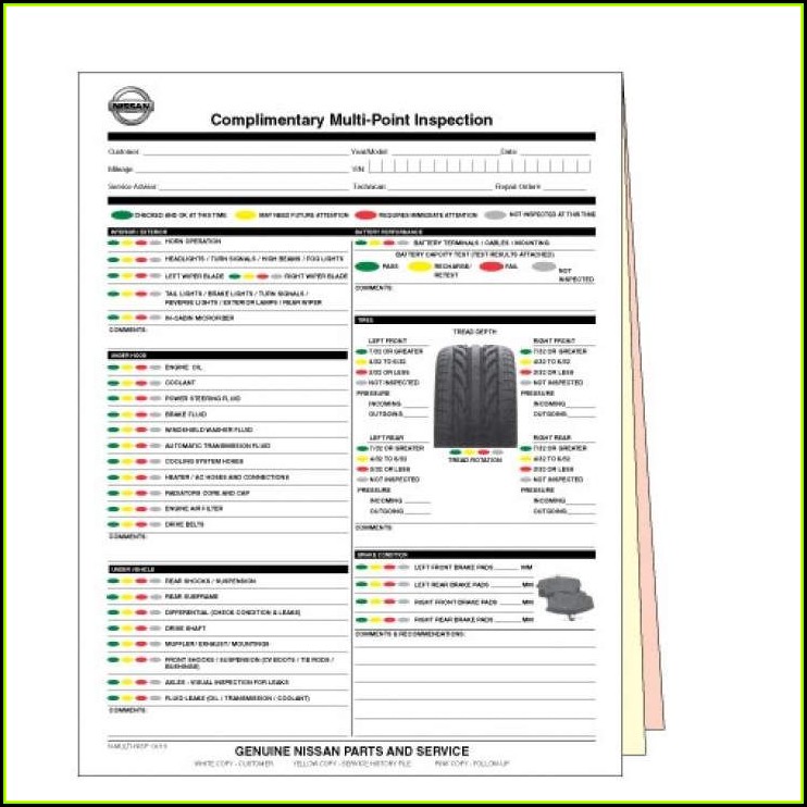 Nissan Multi Point Inspection Form