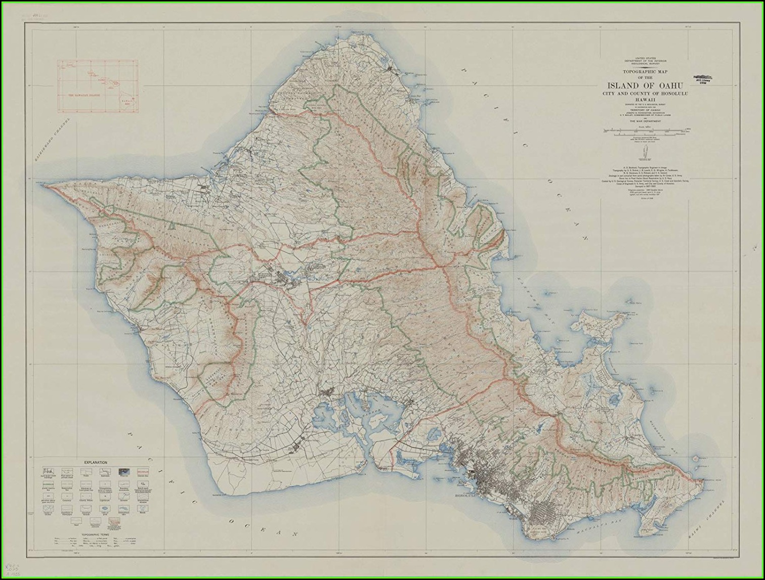 Oahu Hawaii Topographic Map