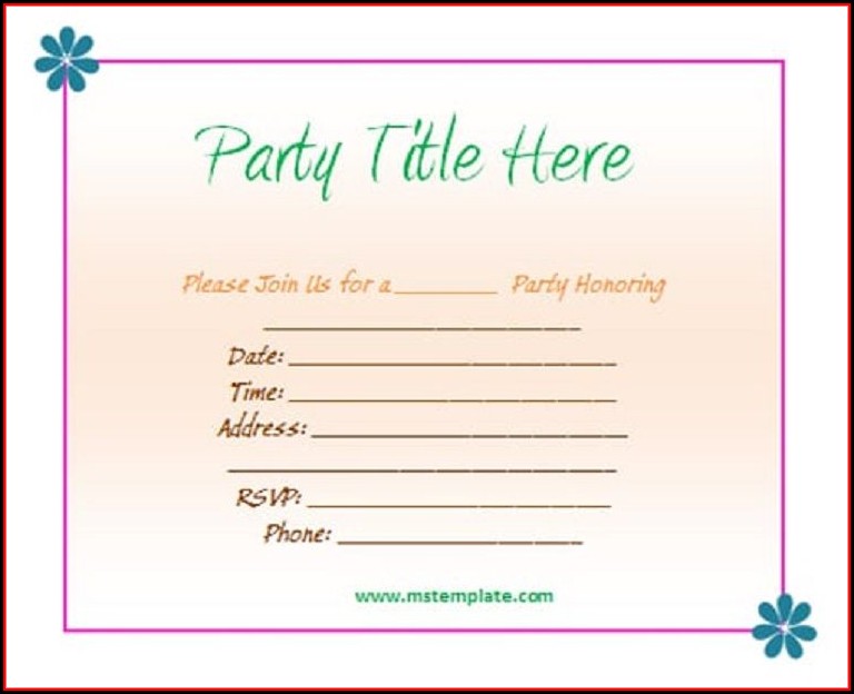 Party Invitation Template Word