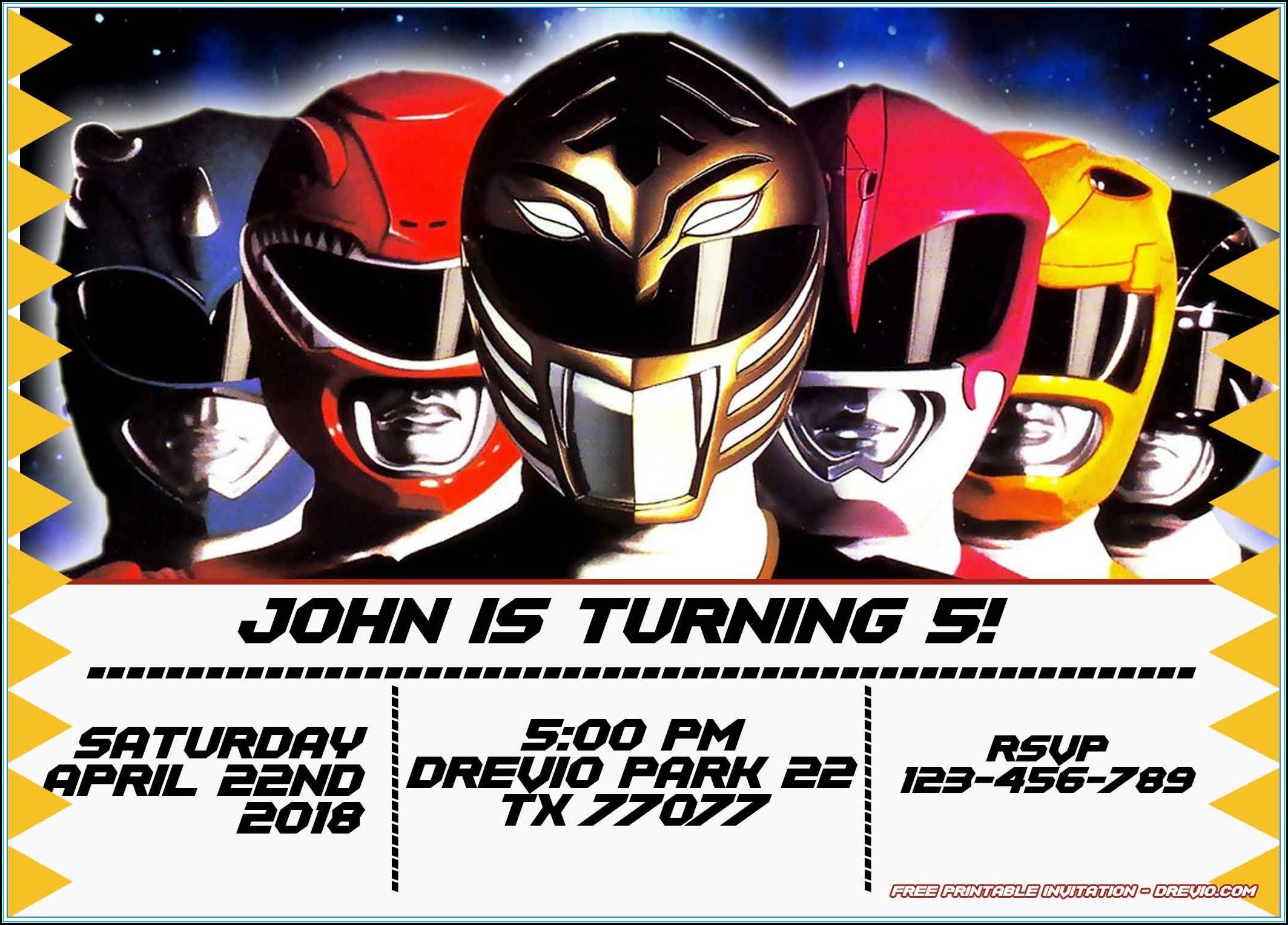 Power Ranger Party Invitation Template
