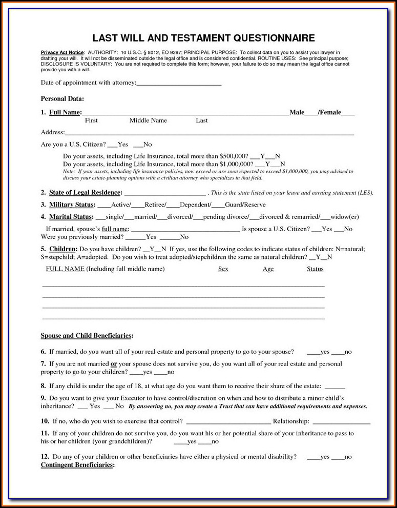Printable Last Will And Testament Form Wisconsin Free