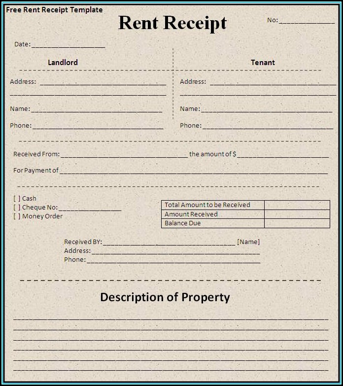 Printable Rent Receipt Template