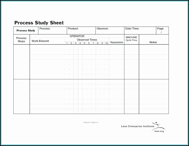 Process Time Study Template Excel
