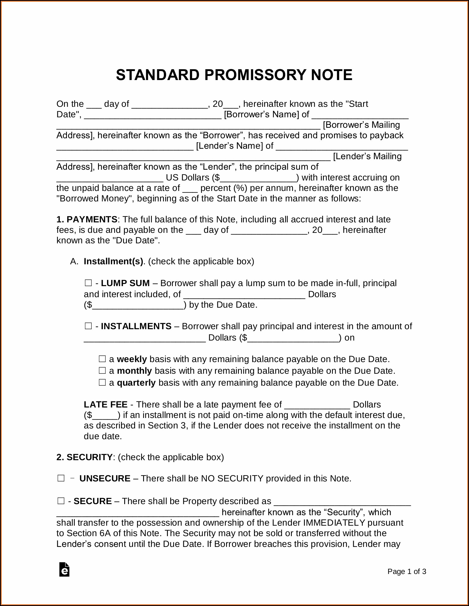 Promissory Note Sample