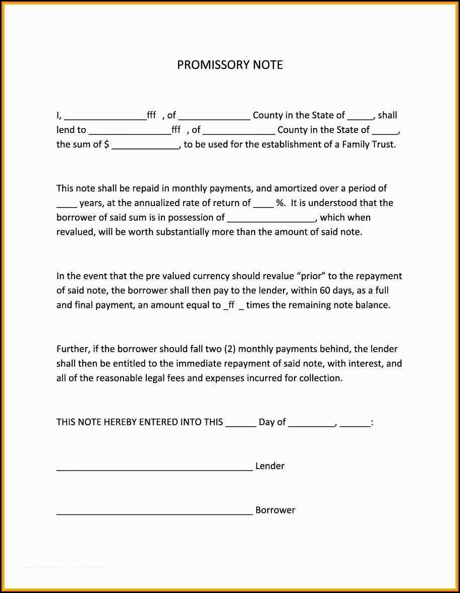 Promissory Note Template Word