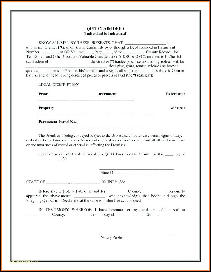 Quit Claim Deed Form Florida Timeshare