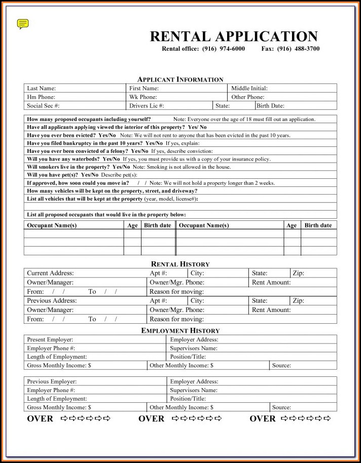 Rental Application Template Bc