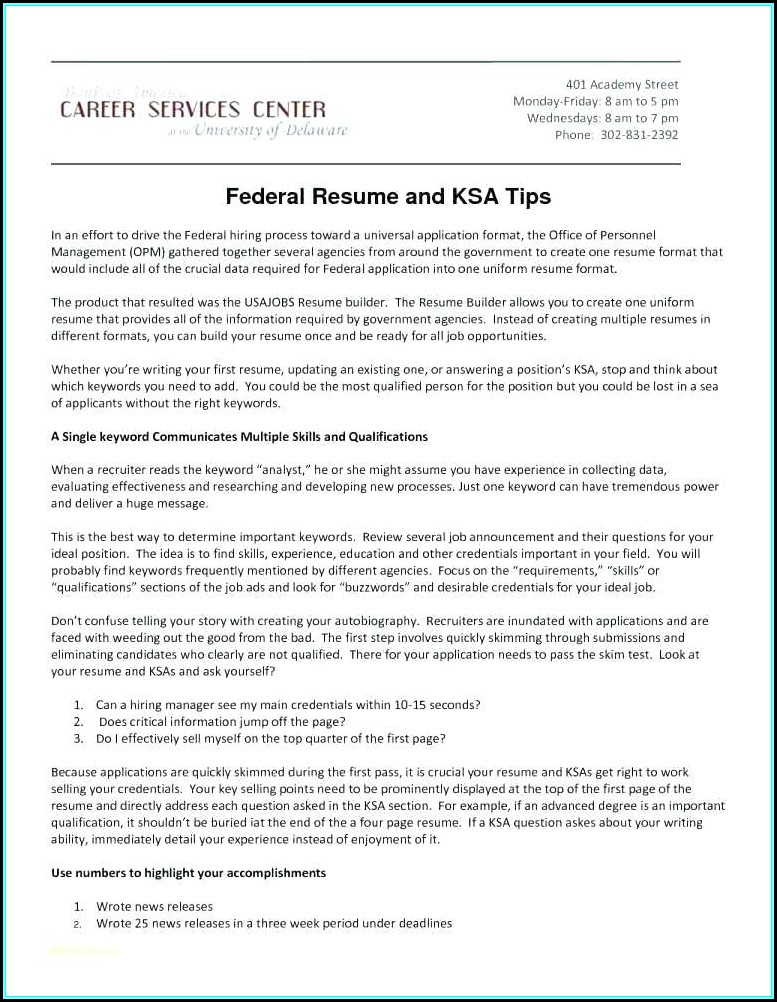 Resume For Federal Jobs Templates