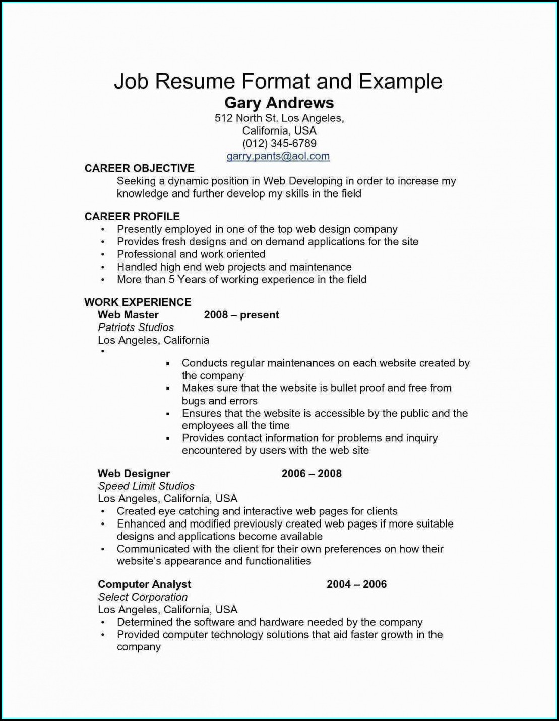 Resume For Federal Jobs