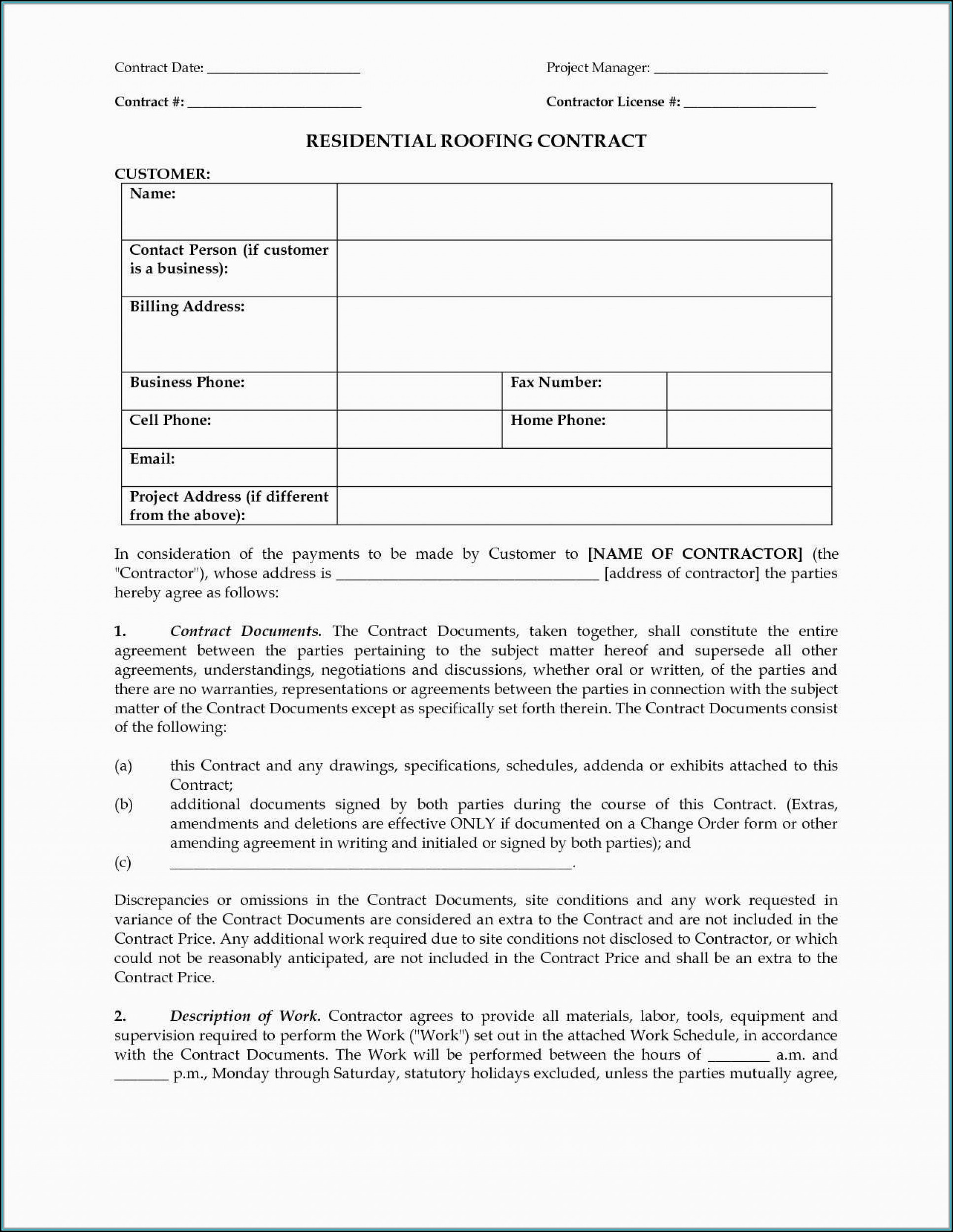 Roofing Contract Template Pdf