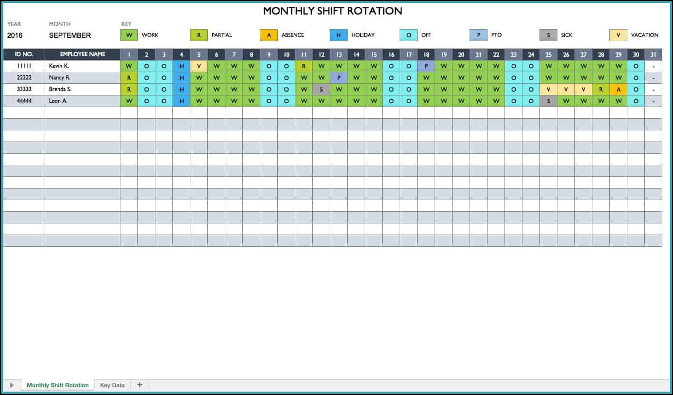 Rotating Shift Schedule Template Free