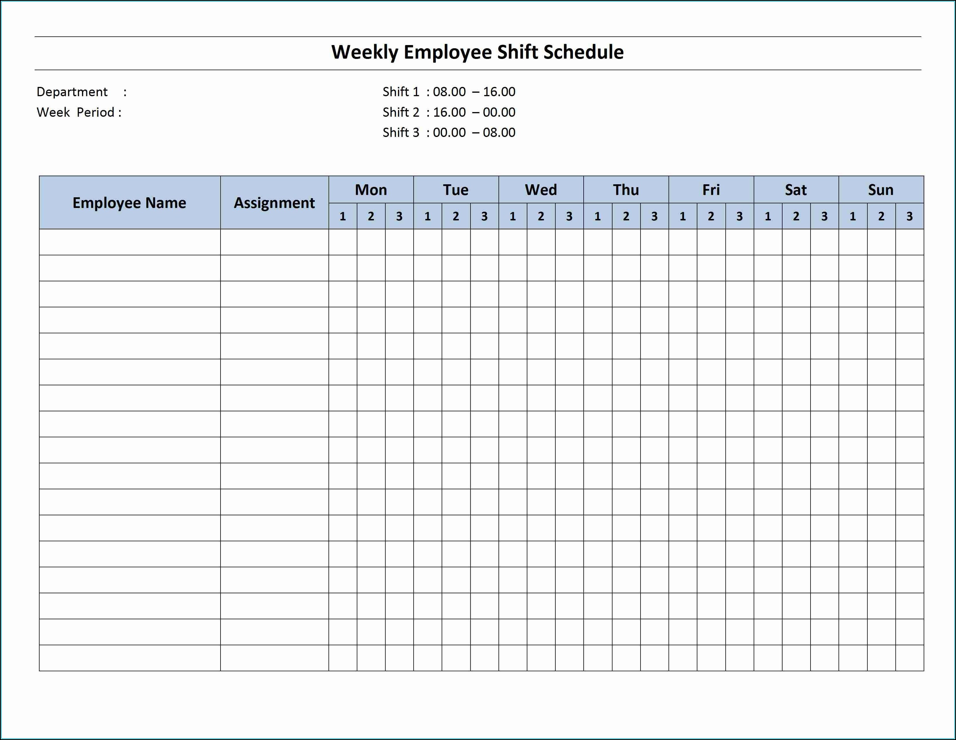 Rotating Work Schedule Template