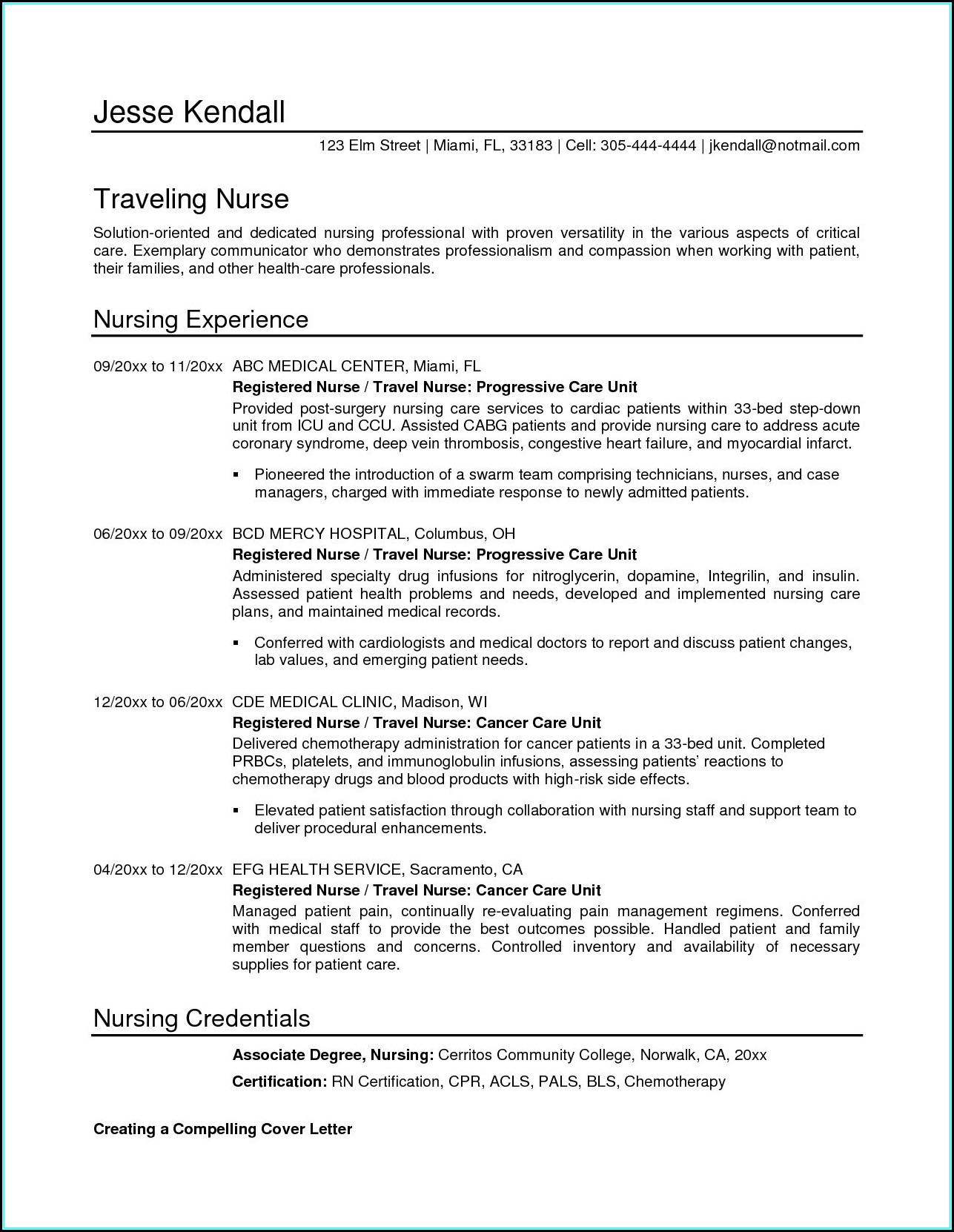 Sample Nursing Resume Templates