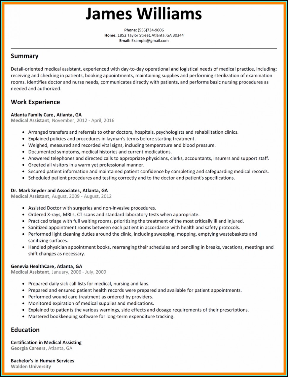 Sample Resume Objective For Nursing Assistant