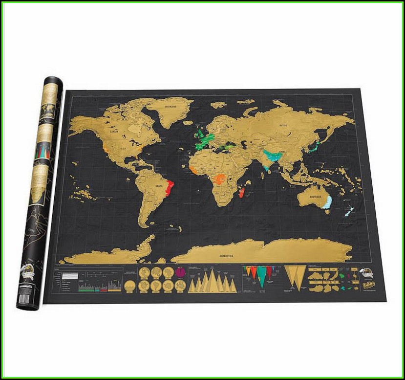 Scratch Map Of The World Black