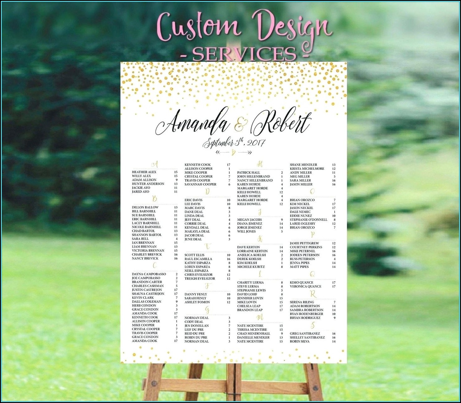 Seating Chart Poster For Wedding Reception Template