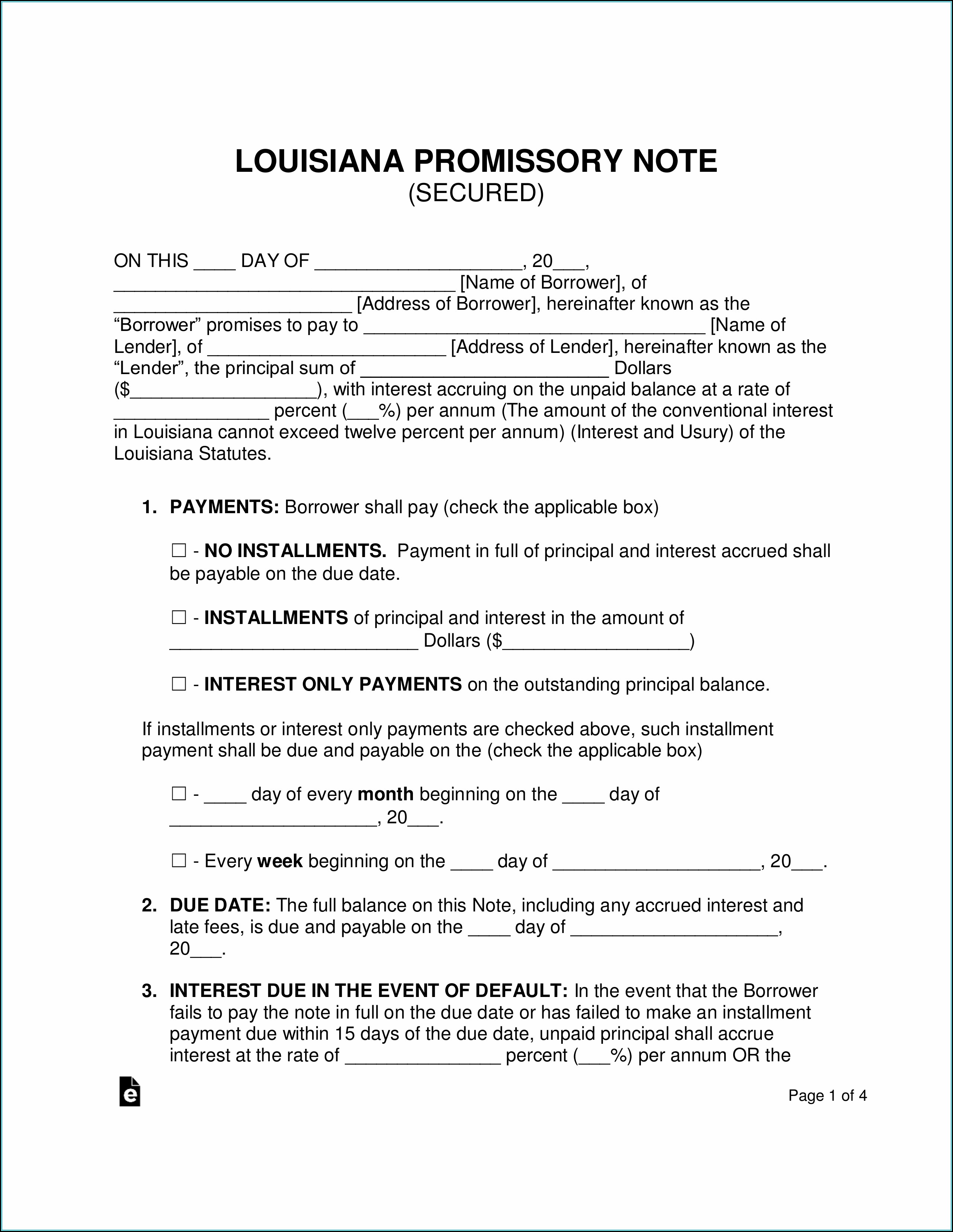 Secured Promissory Note Template Pdf
