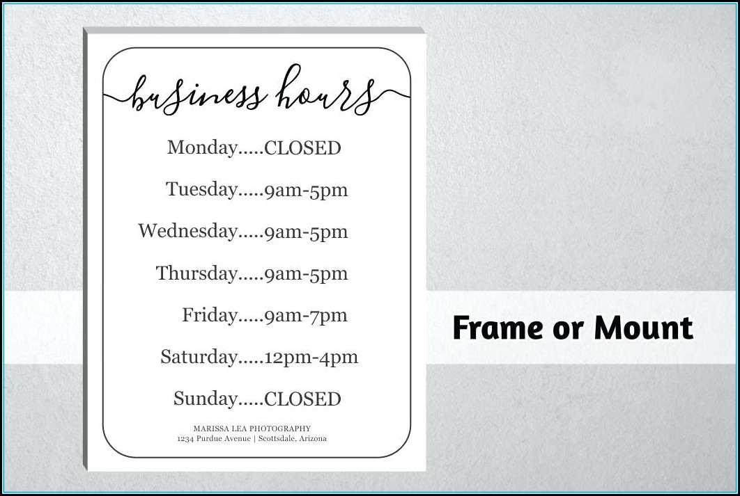 Store Hours Sign Template Pdf