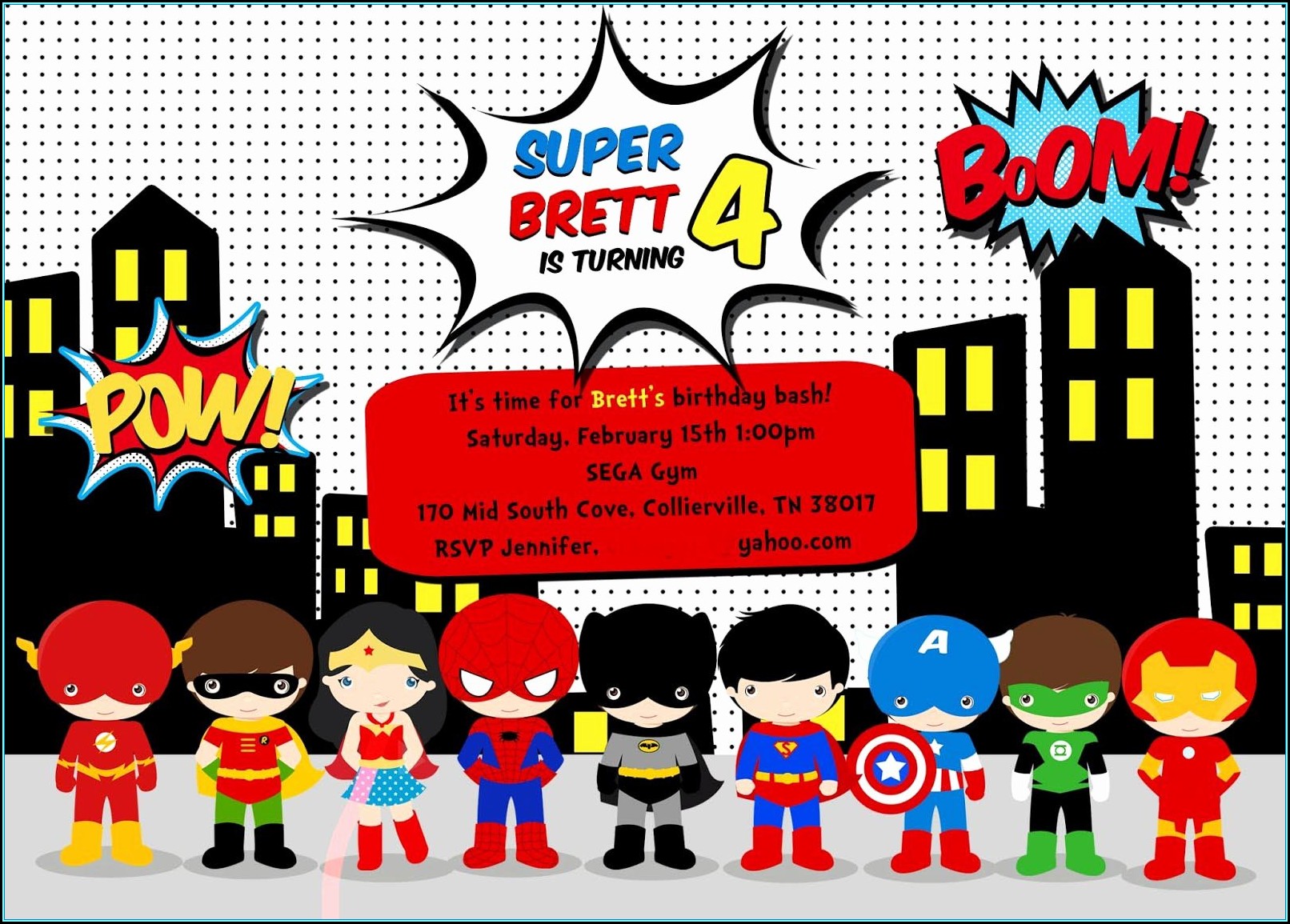 Superhero Birthday Invitation Template Free