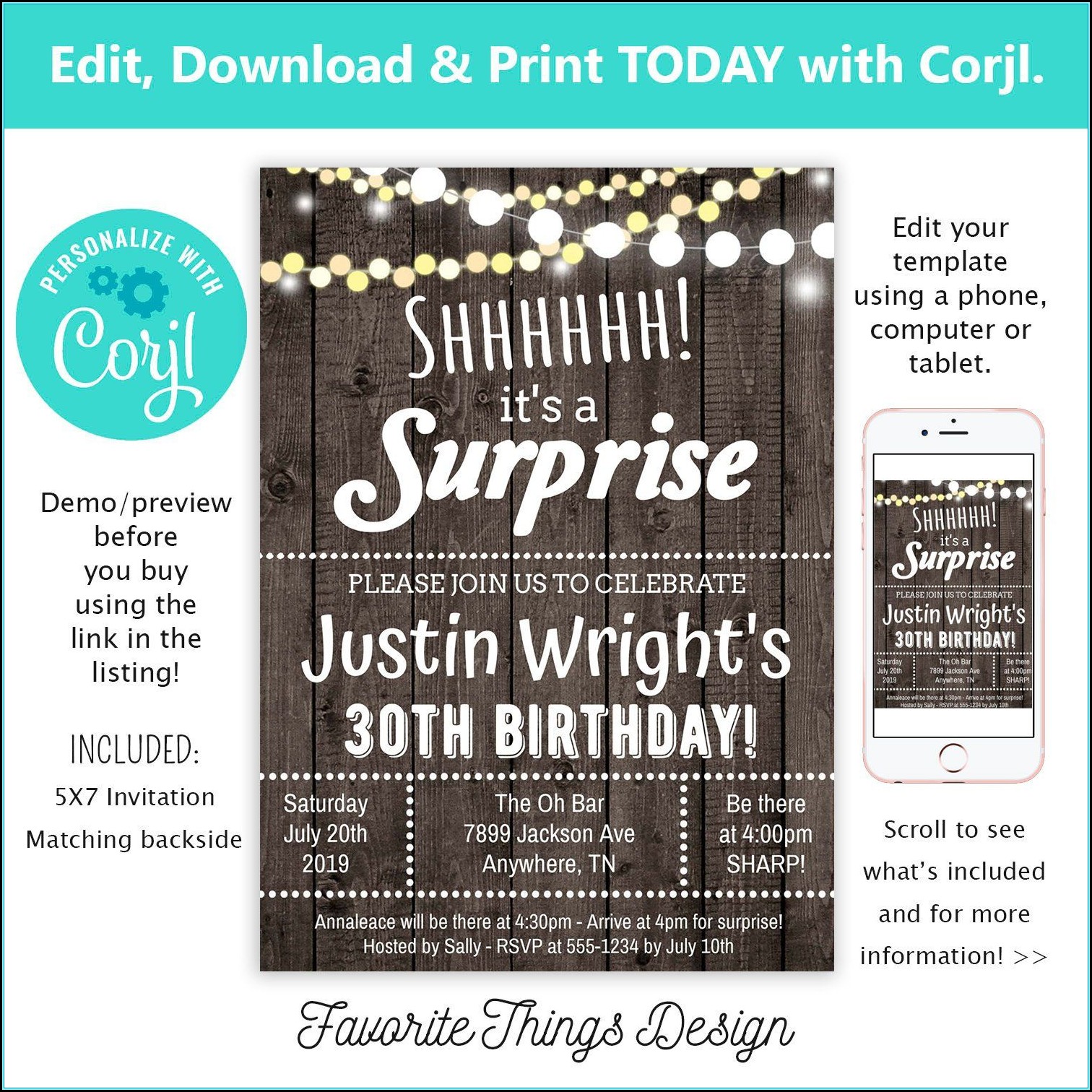 Surprise Party Invitation Template Download