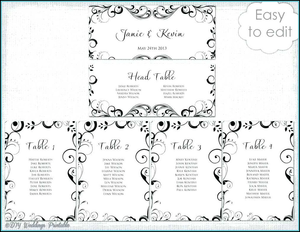 Table Seating Plan Template Word