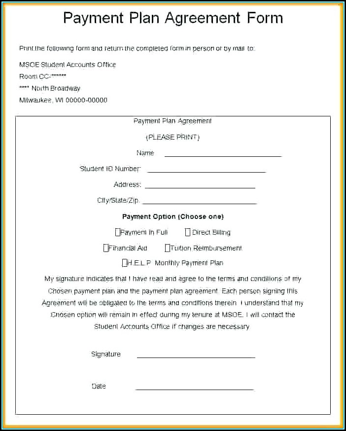 Take Over Car Payment Agreement Form