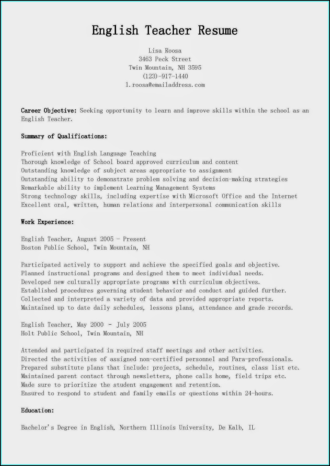 Technical Report Writing Resume