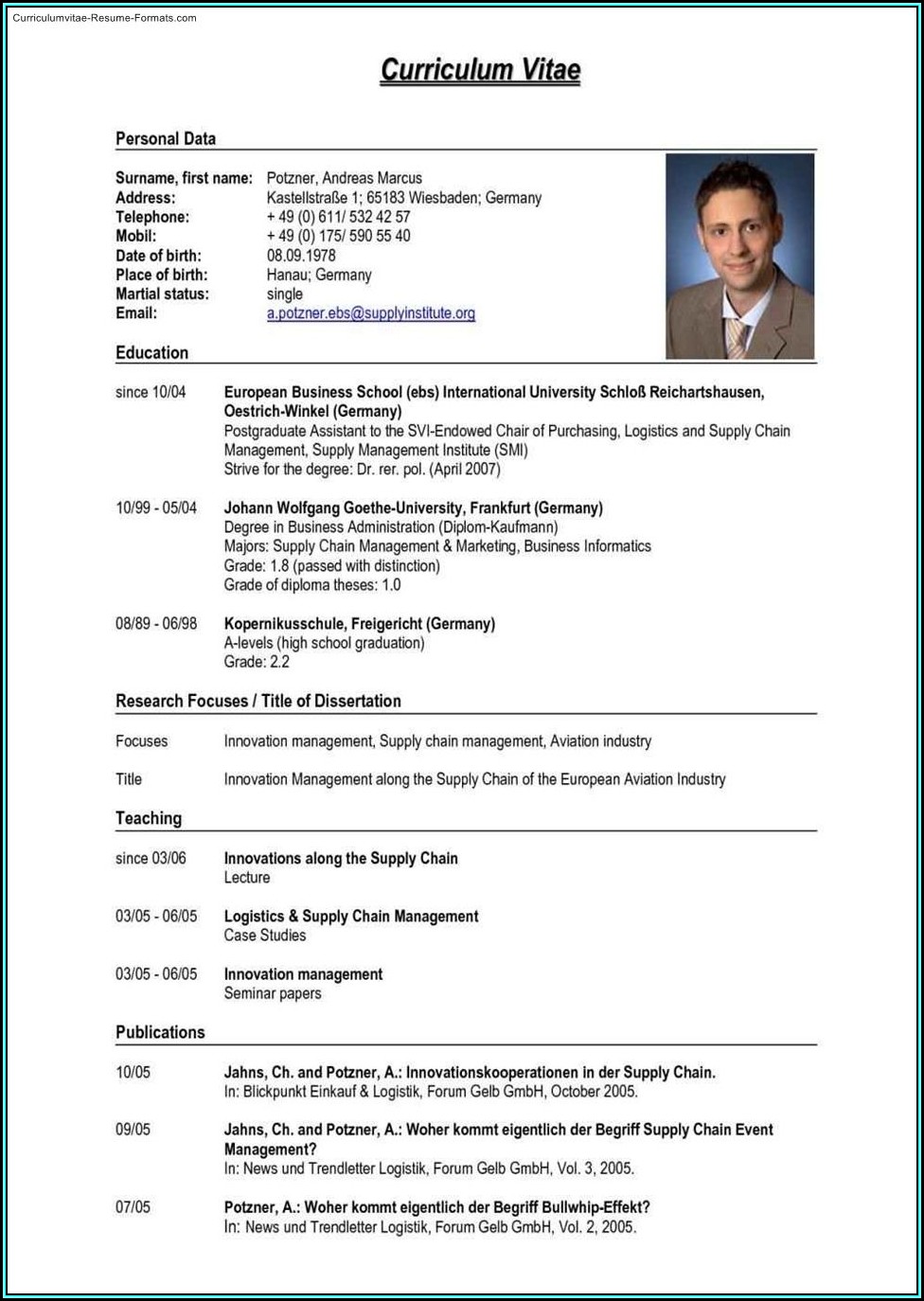 Template Resume Format