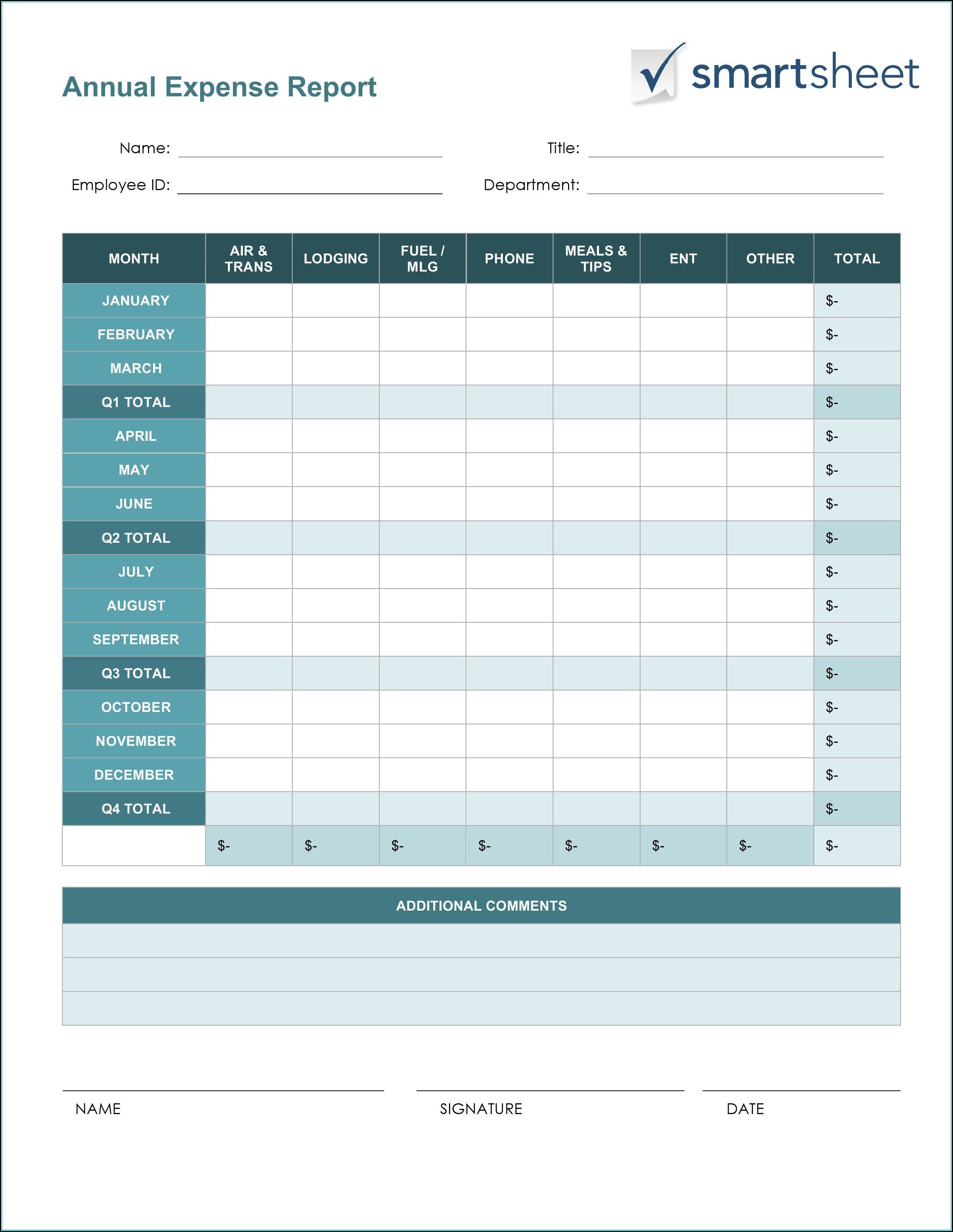 Travel Expense Report Form Free