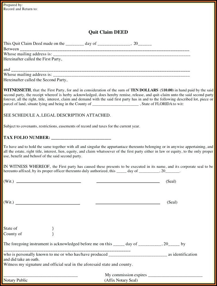 Volusia County Quit Claim Deed Form