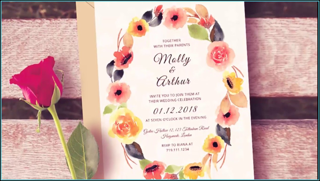 Wedding Invitation Photoshop Template Free Download