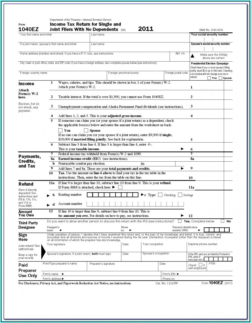 2013 Federal Tax Forms 1040a Printable