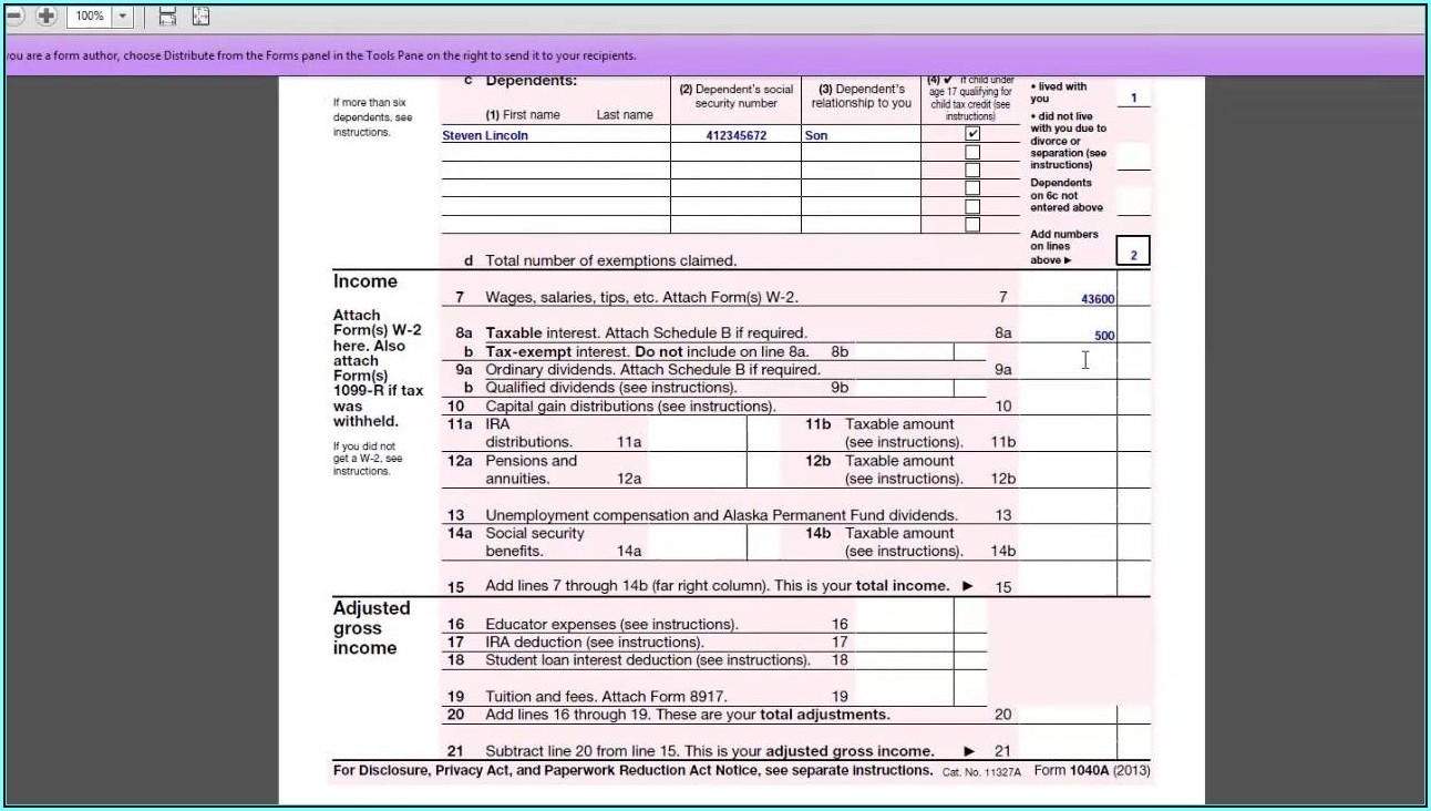 2014 Irs Tax Form 1040a Instructions