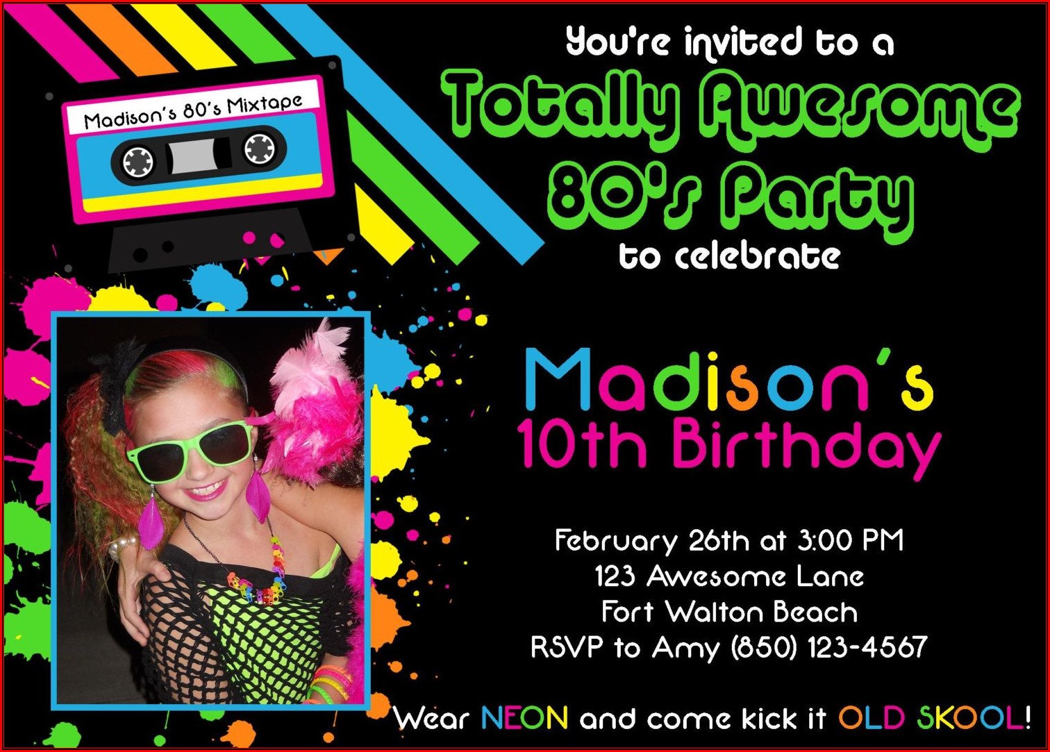 80's Party Invitation Template Free