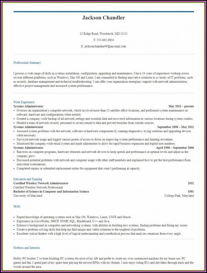 Admin Resume In Word Format India