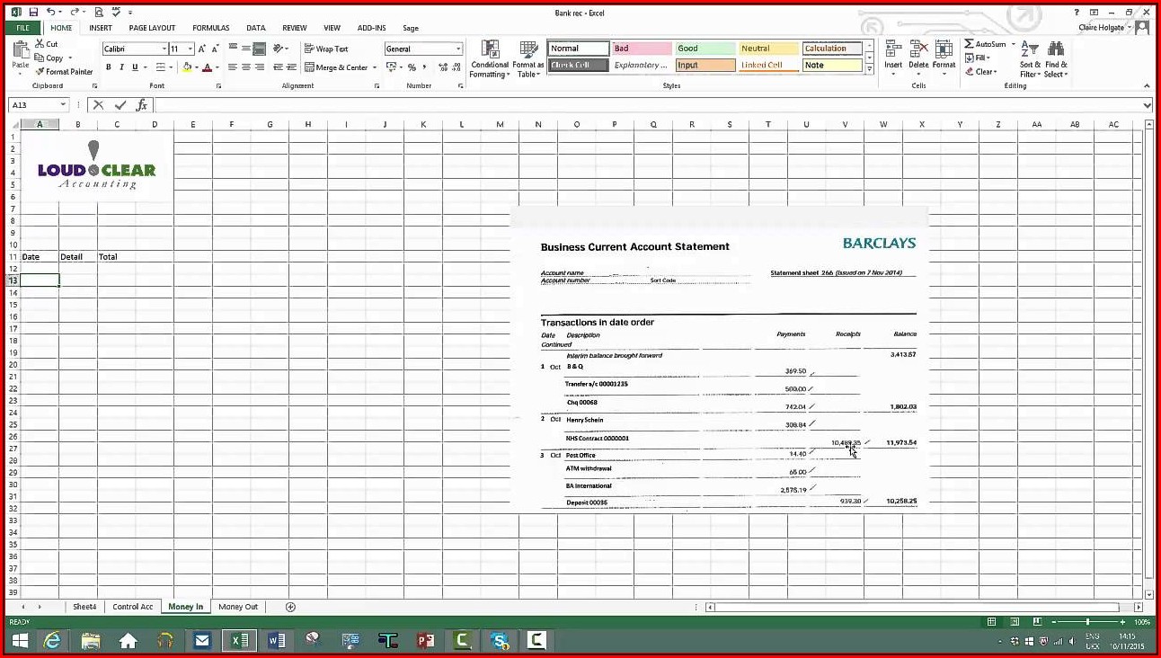 Bank Reconciliation Format Excel