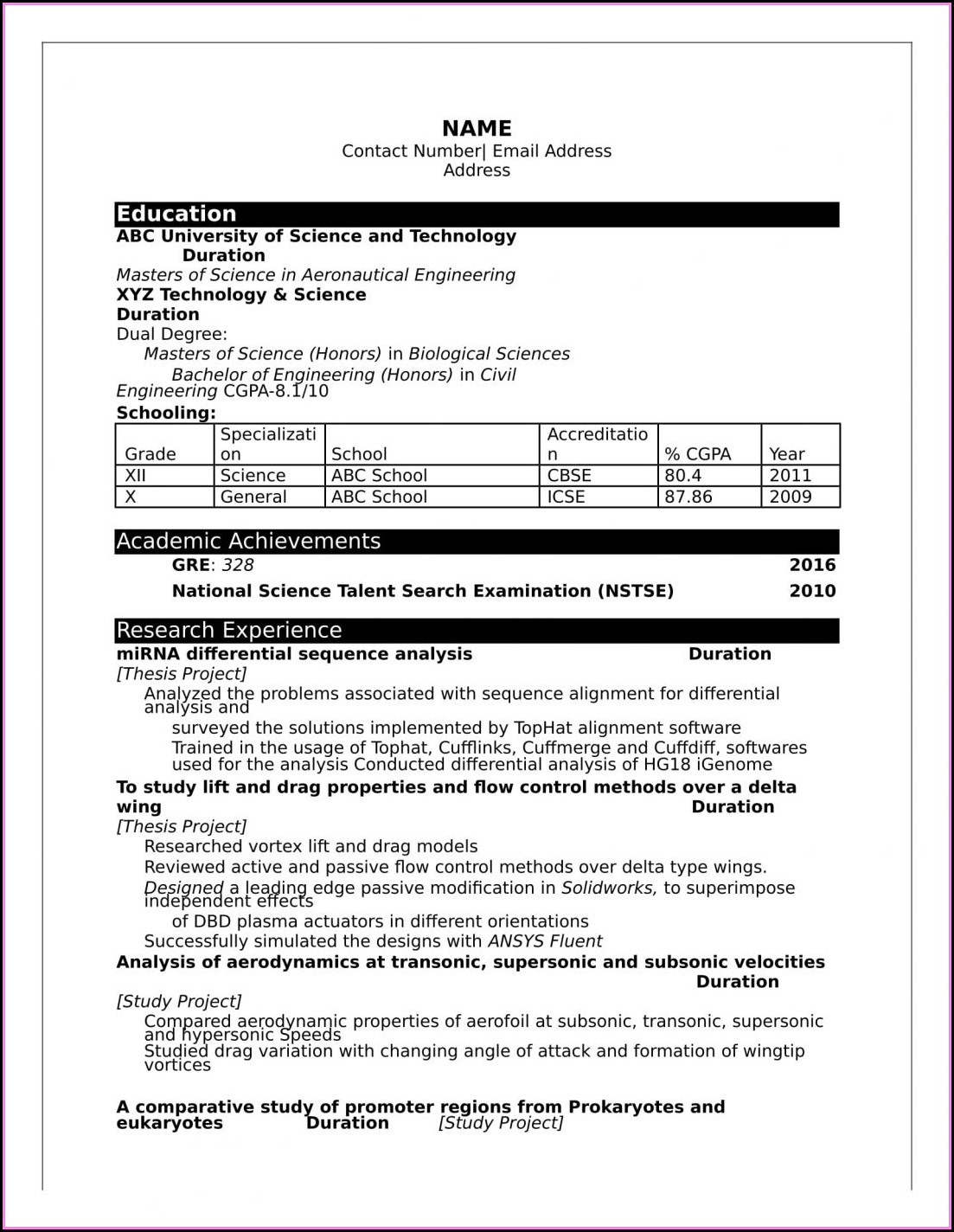 Best Resume Format For Freshers Computer Engineers Free Download Pdf