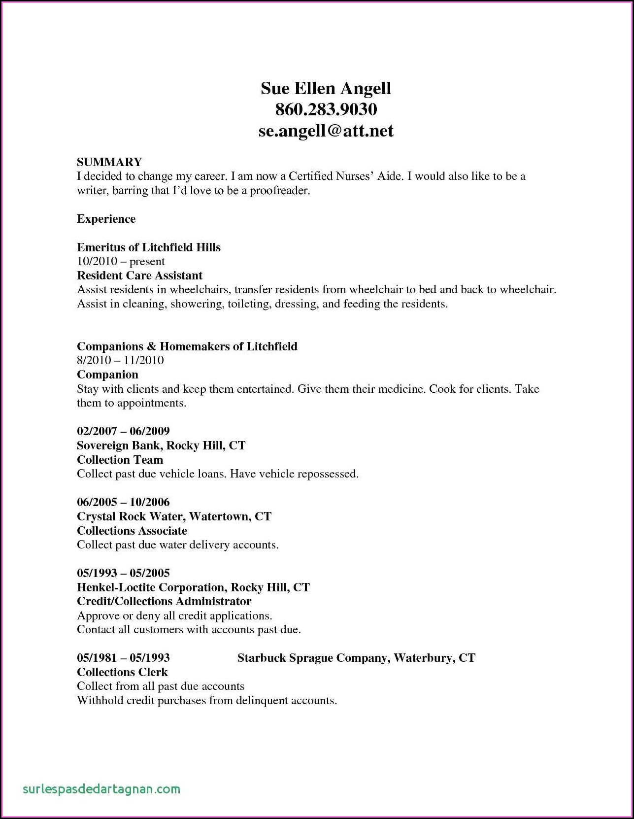 Best Resume Template For Cna