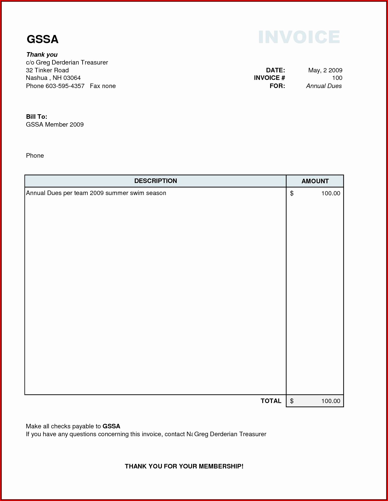 Printable Invoice Template Free Word