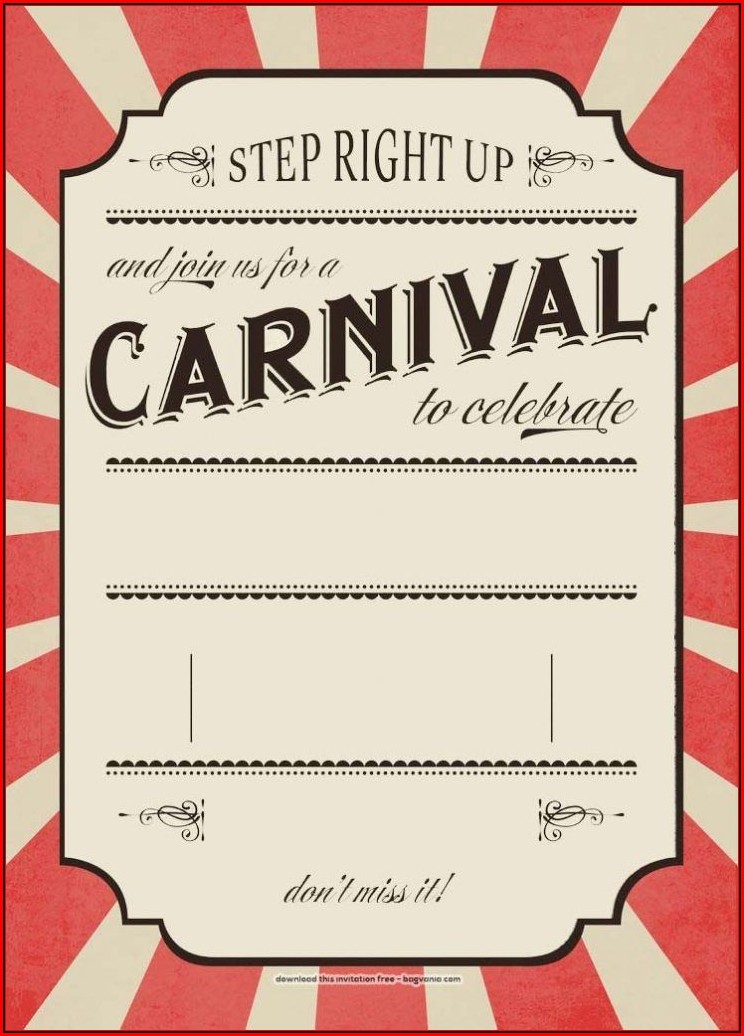 Carnival Birthday Invitation Template Free