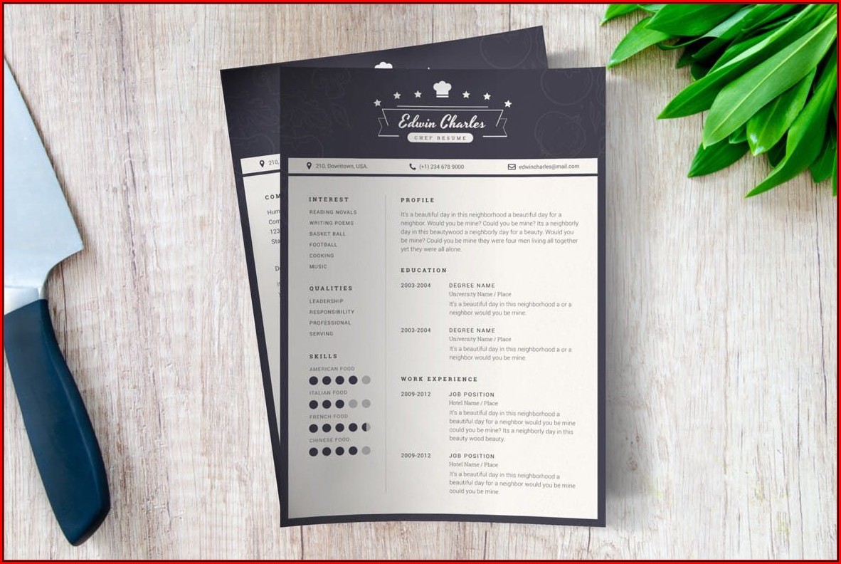 Chef Cv Template Download