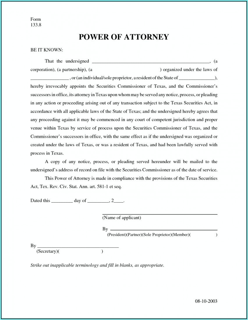 Durable Power Of Attorney Blank Form Free