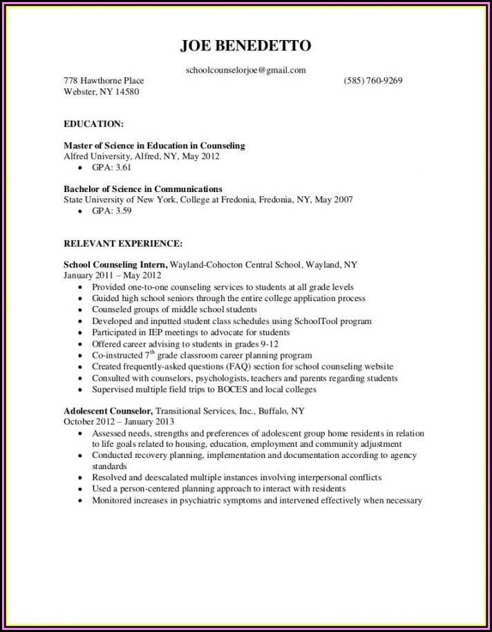 Education Counselor Resume Template