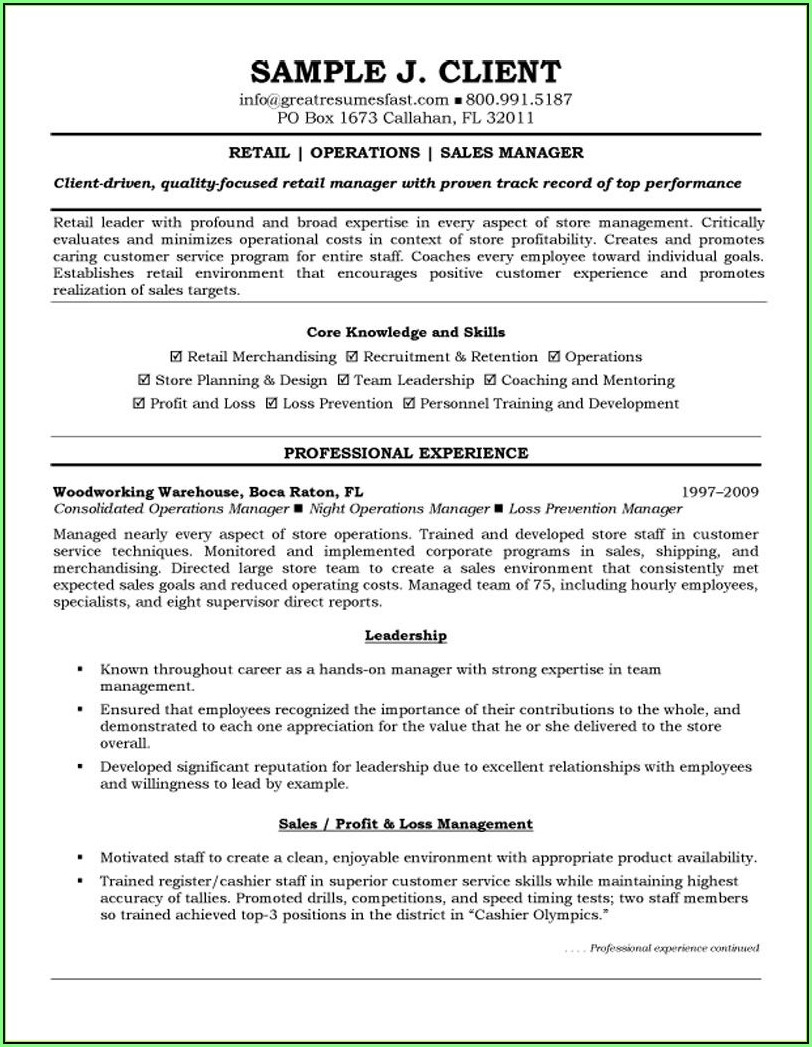 Executive Resume Format Examples