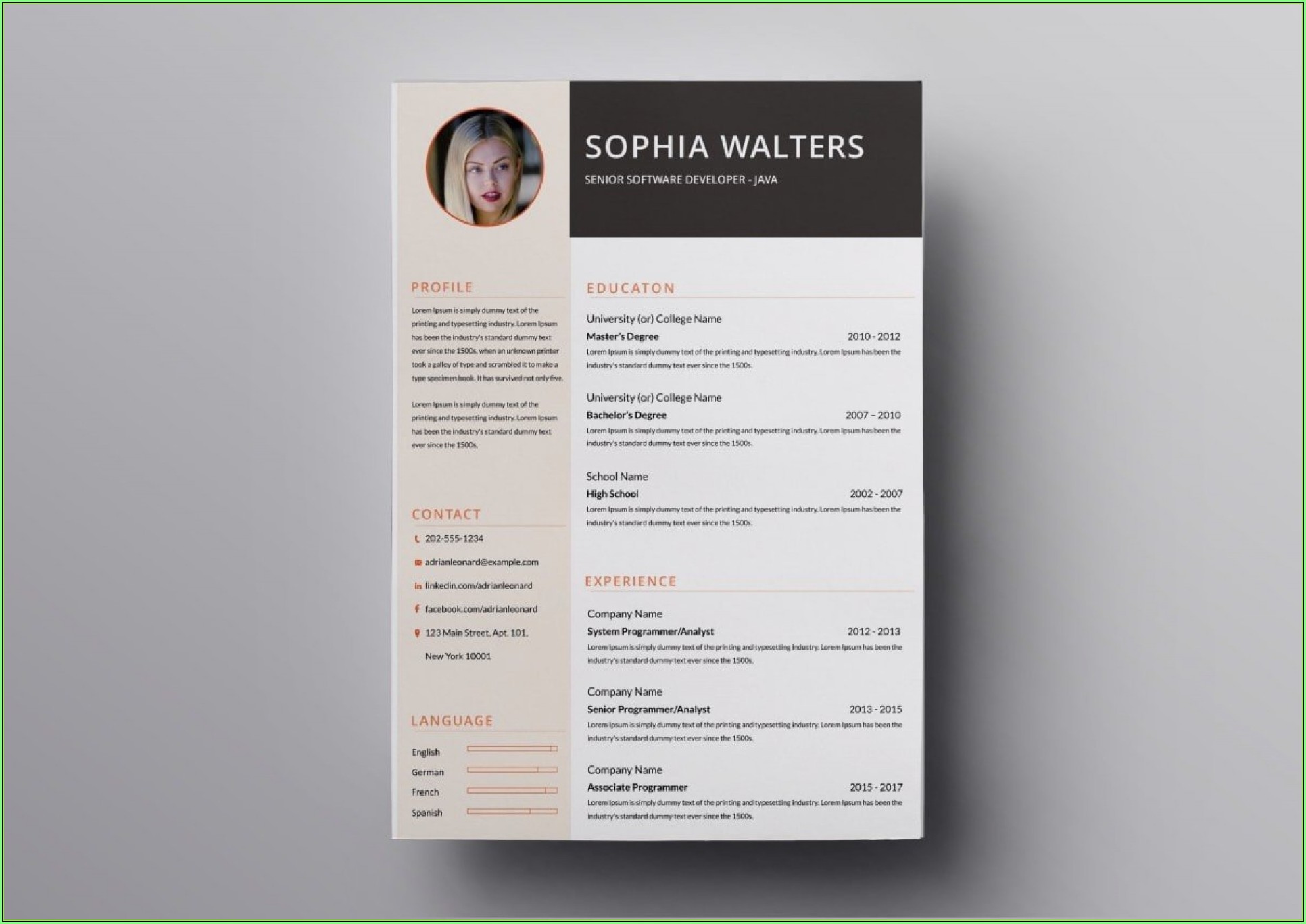 Free Cv Template Mac Pages