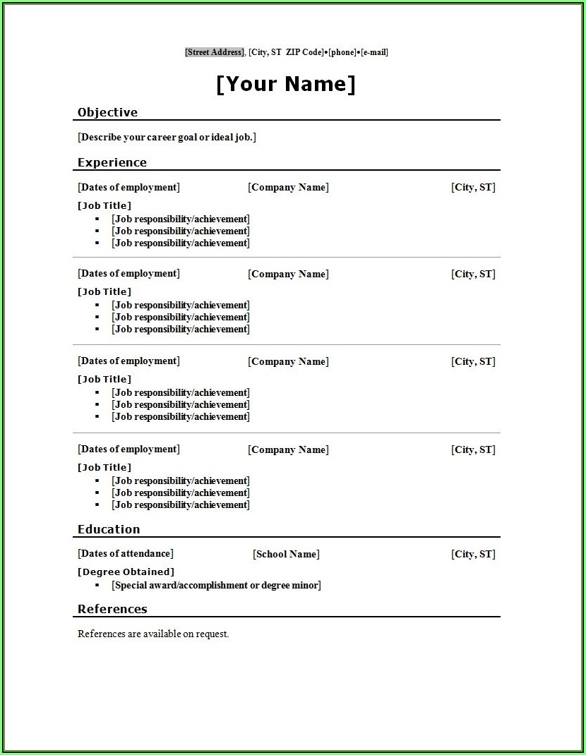 Free Resume Format Download In Word File